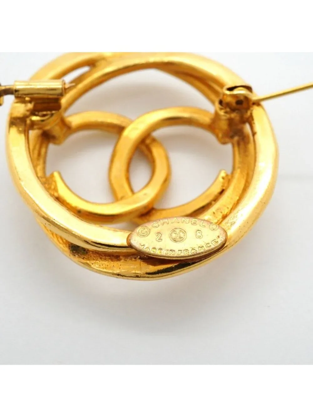 Chanel Brooch Vintage CC Logo Gold Plated